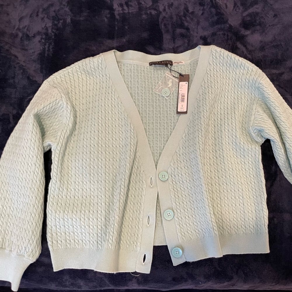 Teal colored Alice + Olivia cardigan, size medium